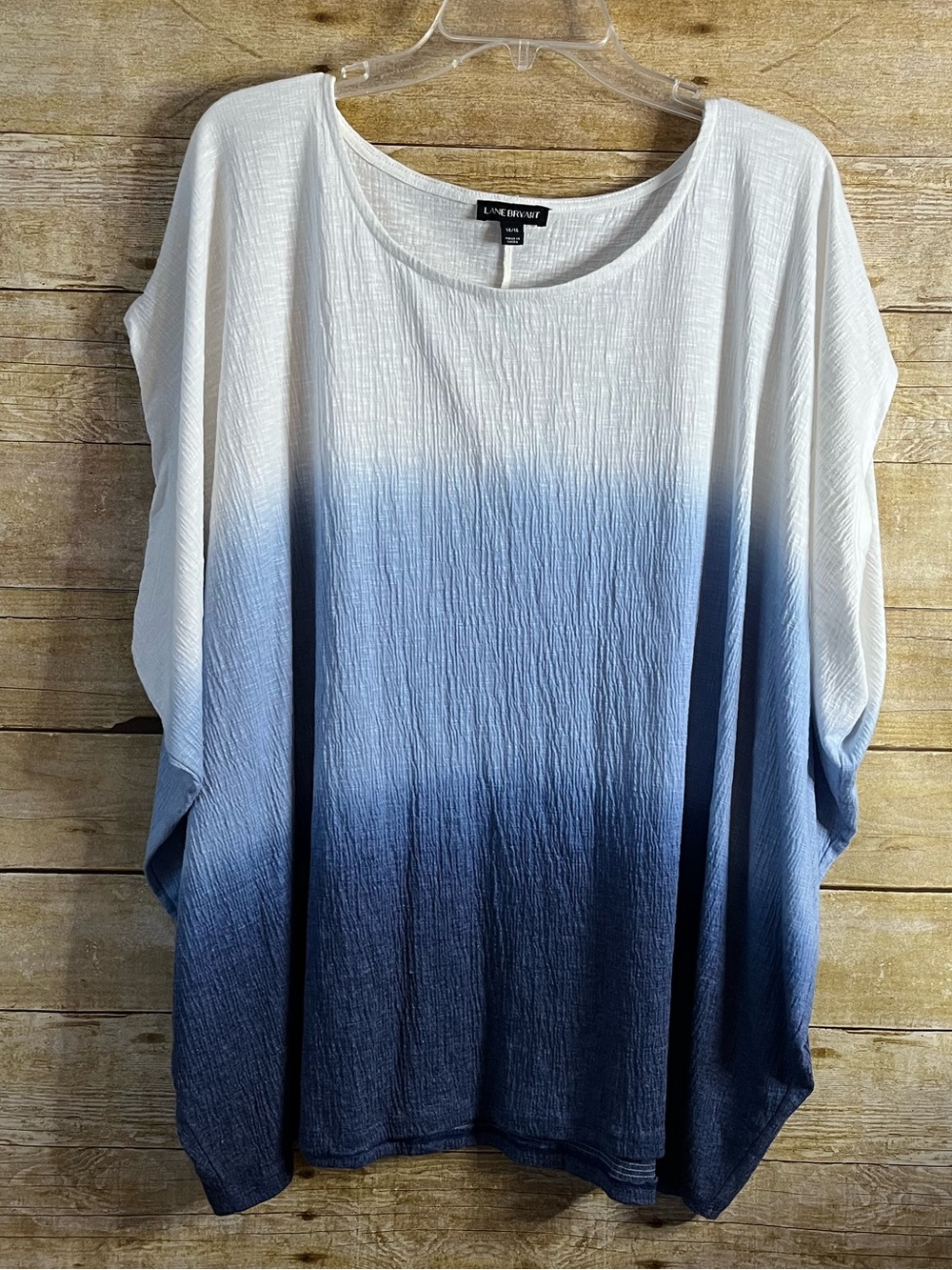 Lane Bryant Women’s White to Blue Ombre Dolman Sleeve Tunic Top NWOT Size 14-16